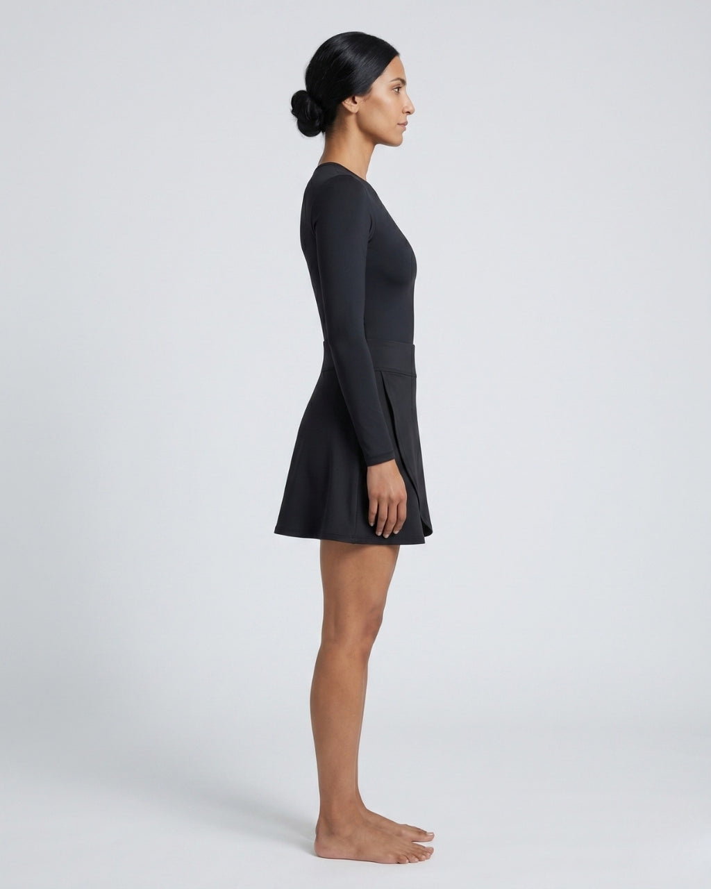 Long-Sleeve Wrap Set, Black Lace-S25-225
