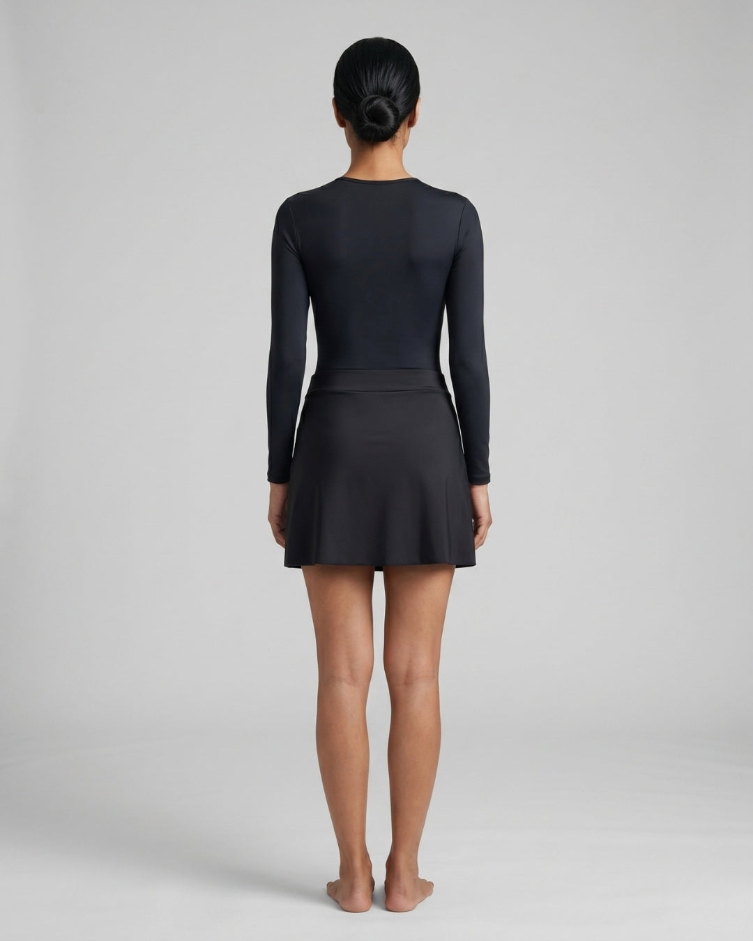 Long-Sleeve Wrap Set, Deep Black-S25-279