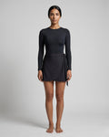 Wrap Skirt Swim Set, Solid Black-S24-60