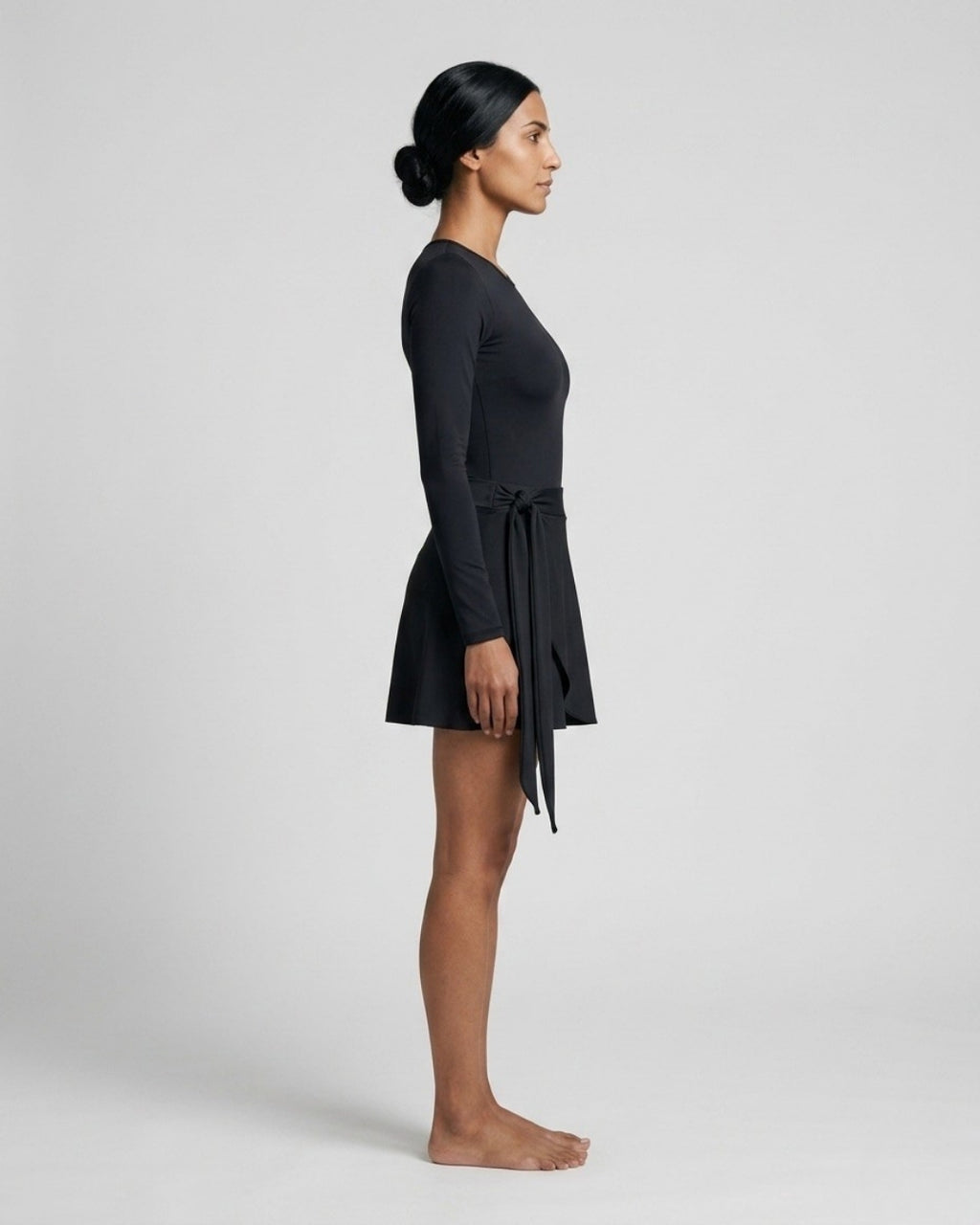 Wrap Skirt Swim Set, Solid Black-S24-60