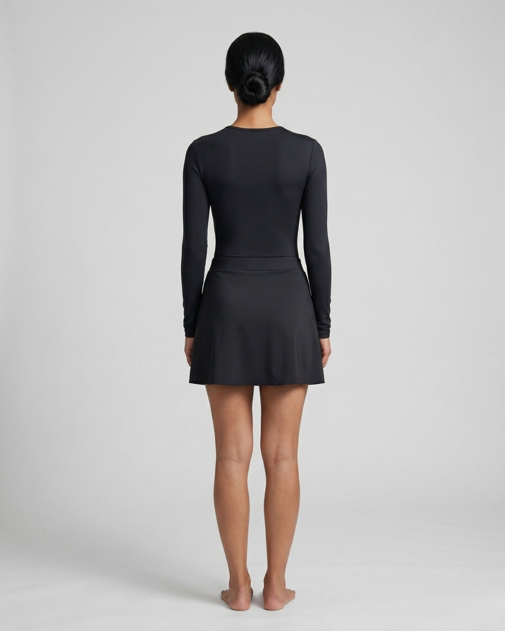 Wrap Skirt Swim Set, Solid Black-S24-60