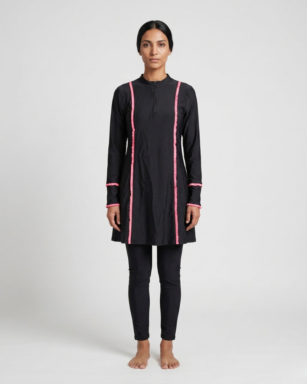 Tunic Swim Set, Black & Premium Pink-S24-2349