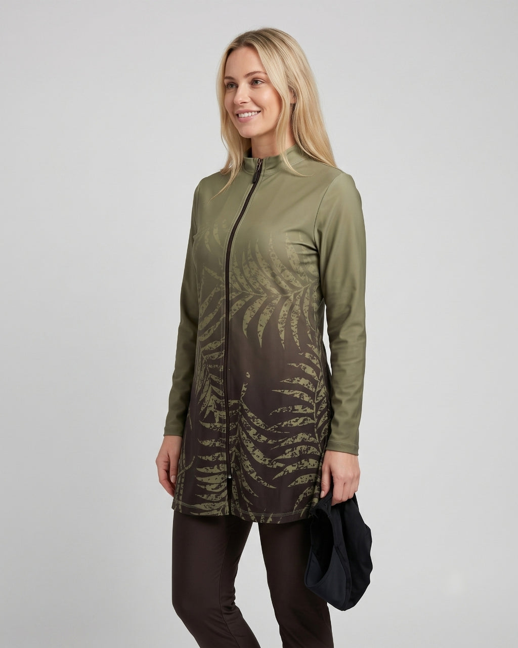 Modest Tunic Swim Set, Olive Botanical, 3091
