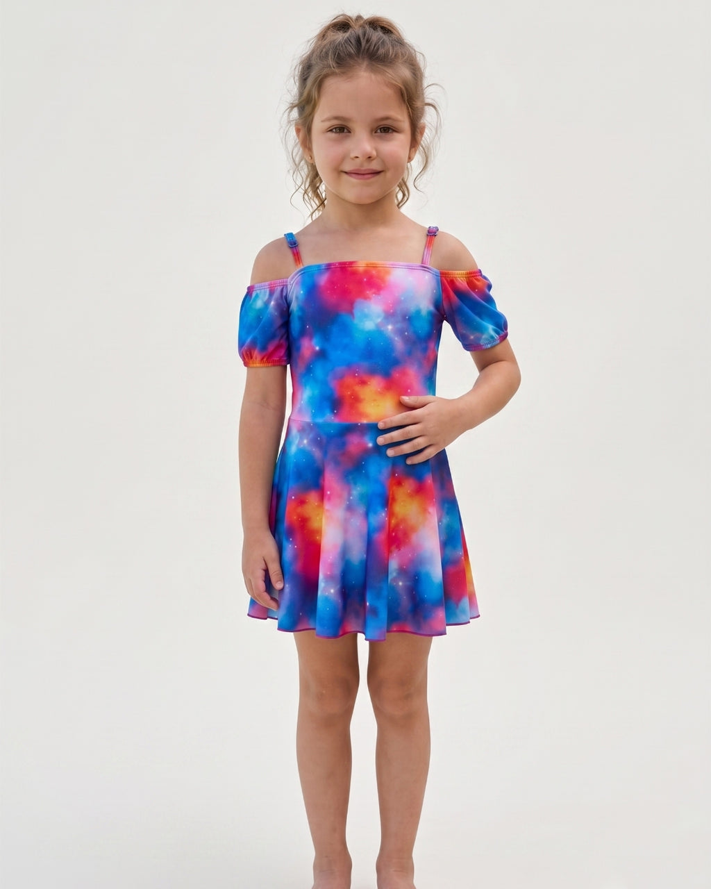 Kids Off-Shoulder Swim Set, Soft Tie-Dye, C001 co2