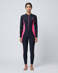 Zip-Front Swimsuit, Black & Soft Pink-S22-P1-1