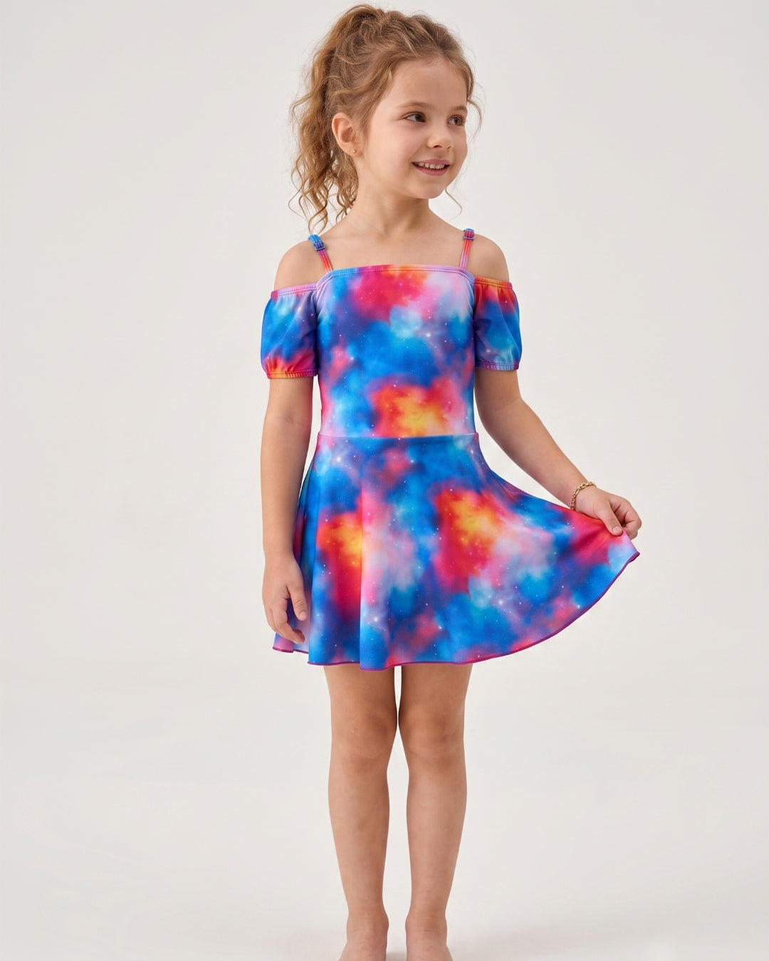 Kids Off-Shoulder Swim Set, Soft Tie-Dye, C001 co2