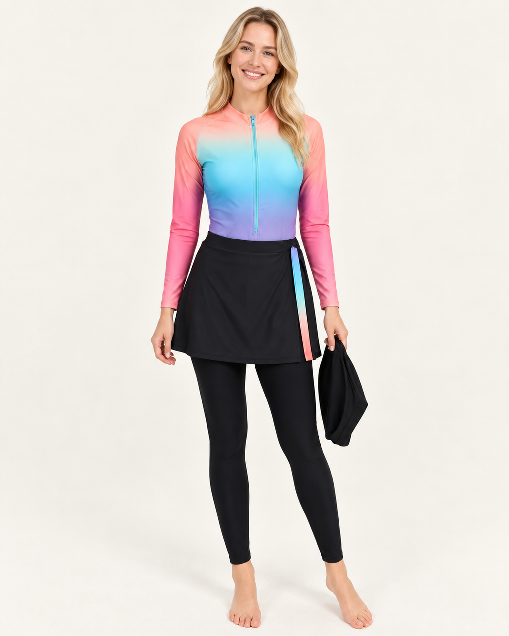 Swim Set, Soft Pastel Ombre & Skirt-7777-black