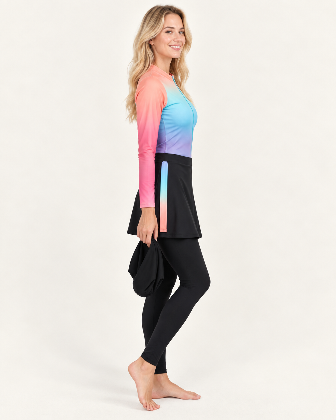 Swim Set, Soft Pastel Ombre & Skirt-7777-black